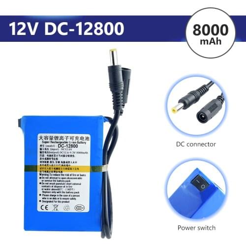 High Quality Super Rechargeable Portable Lithium-ion DC-12800 Battery pack 12V 8000mAh With EU Plug 12.6v battery pack+charger