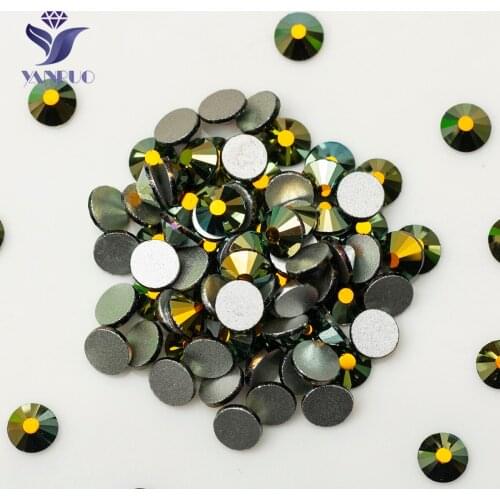 YANRUO 2058NoHF Jet AB Stones Black Rhinestones Non Hot Fix Strass Flatback Non Glue Decoration Garment Clothes
