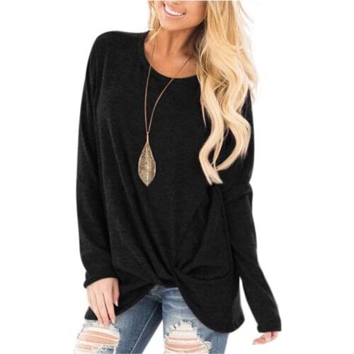 2021 Autumn Winter Women Long Sleeve T-shirt New Twisted Top Fashion Black T Shirts Tops Tees Clothing For Women Plus Size 2XL