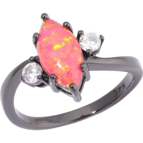 CiNily Created Orange Fire Opal CZ Black Gold filling Wholesale Simple Jewelry for Women Wedding Engagement Ring Size 6-9 OJ9595