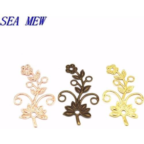 100pcs 40*22mm Metal Brass Filigree Flowers Slice Connectors Charm DIY Jewelry Accessories