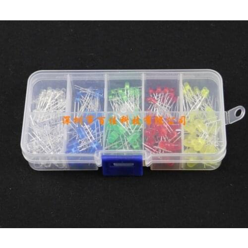 200Pcs 3mm 5mm plug-in LED light emitting diode lamp transistor set