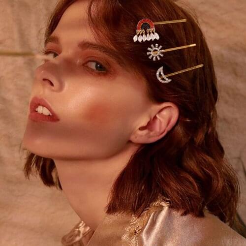 2020 New ZA Crystal Hair Clips Women Fashion Casual Hair Jewelry CZ Rhinestone Hairpins Girls Statement Long Barrettes Headwear