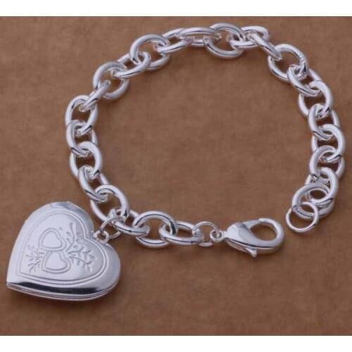 AH289 Wholesale Lucky Silver Color Charm Bracelets For Women Popular Fashion 925 Jewelry The Hollow Heart /elpancwa Anyajffa