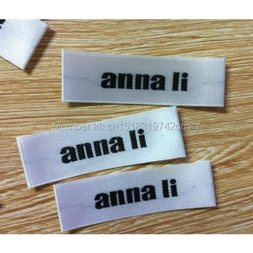 Free shipping customized white satin woven labels/clothing labels/tags/garment collar labels/main labels/hang tag/printed tags