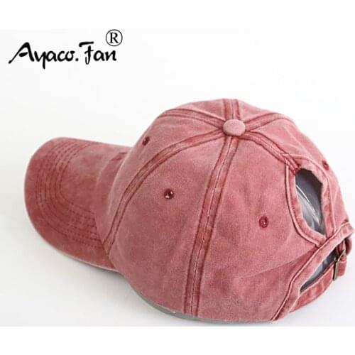Women Hollow Out Ponytail Baseball Cap Washing Hats Denim Hunting Sunhat Cotton Outdoor Sports Simple Vintag Visor Casual Cap