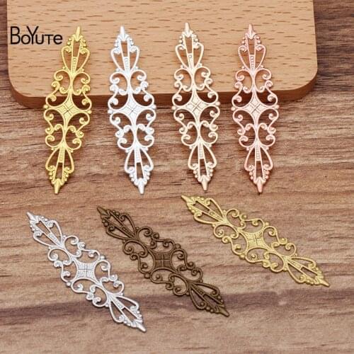 BoYuTe (50 Pieces/Lot) 15*57MM Metal Brass Flower Filigree Findings Diy Hand Made Materials Jewelry Accessories Wholesale