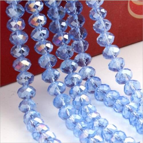 1strand Shining AB Color 4 6 8 10mm Rondelle Austria faceted Crystal Glass Beads Loose Spacer Round Beads for DIY Jewelry Making