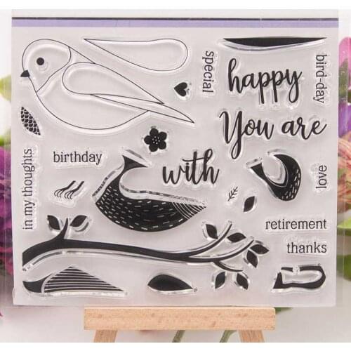 Bird day Love Happy Clear Stamps for DIY Scrapbooking Craft Making Decoration Transparent Stempels New Silicone Seal