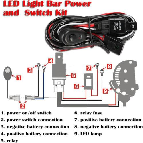 ECAHAYAKU 1pcs Car 2 meter 210w below Wiring Harness Kit Line 40A 12V Switch Relay Harness For 1/2 LED Lights