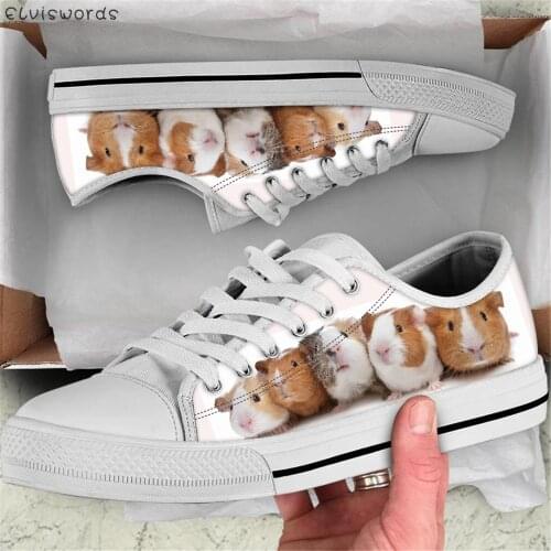 ELVISWORDS New 3D Cute Hamster Design Women Comfort Walking Shoes Durable Low-top Canvas Shoes Summer Flats Vulcanized Sneakers