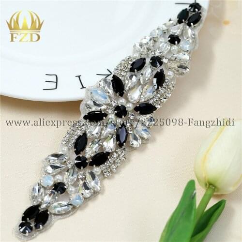 FANGZHIDI10 Pieces Rhinestone Iron on Crystal Appliques Hot fix Oral Glass Patches Iron on rhinestones For Wedding Belt FA-1102