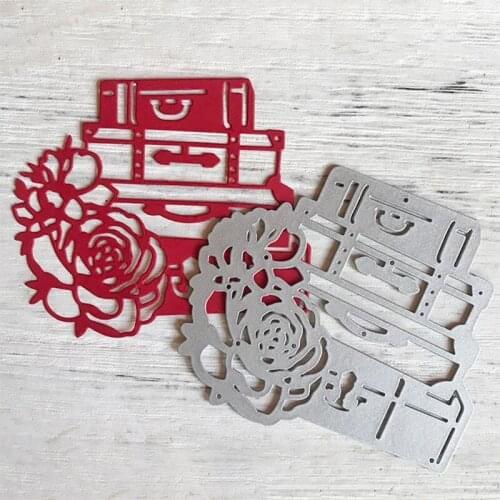 DIY Printing Luggage Flower Carbon Steel Mould, Clear Stamp Embossing Mold for Paper Card and Craft Gift Making