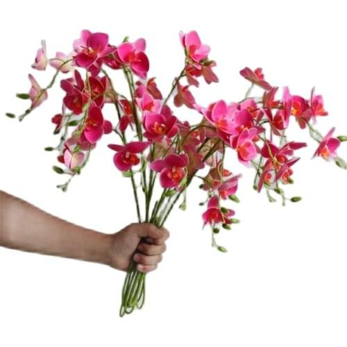 7Pcs Fake Latex Orchid (3 Stems/Piece) 33" Length Simulation Real Touch Peristeria Elata Hook for Wedding Centerpiece 3 Colors