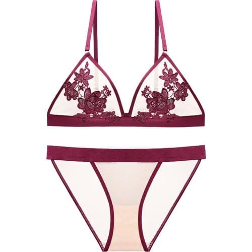 NHKDSASA Brand Sexy Lingerie Womens Underwear Set Push Up Transparent Bra Panty Comfortable Deep V Feminina Intimates Wholesale