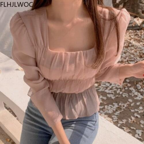 Korea Chic Tops Blusas Feminina Women Fashion Deisgn Slim Fit Pink Cute Sweet Girls Short Blouses