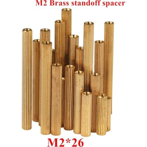 100pcs/lot M2*26 Brass standoff spacers Round brass pillar Thread M2 Female female Spacing Screws L=26MM