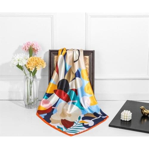 90CM Square Silk Scarf Ladies Fashion Luxury Brand Handkerchief Scarf Shawl Sunscreen Ladies Scarf High Quality