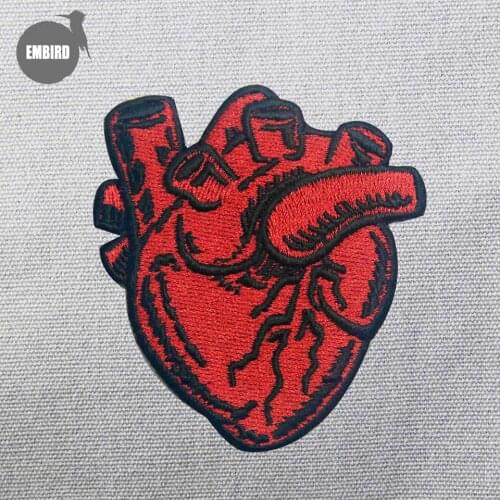 Embird patches handmade patches for backpacks iron on X-Ray Anatomical Red Heart embroidered applique patch for dresses patch