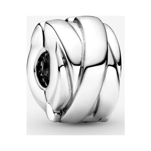 2021 New Autumn Charm S925 Sterling Silver Polished Ribbons Clip Beads Charms Fit Bracelets And Necklace DIY Accessories