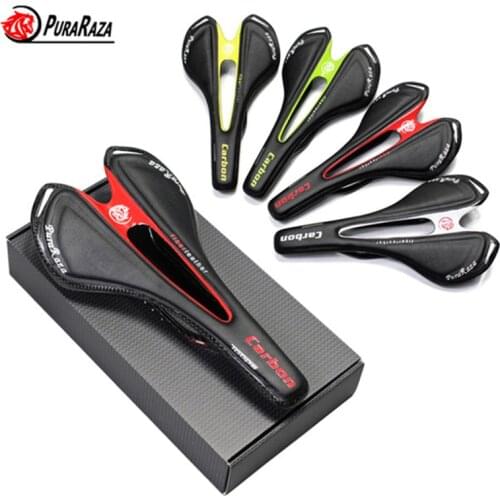 2016 New PURARAZA MTB road / Folding bike full carbon fiber package cushion / seat / carbon fiber + Leather seat saddle