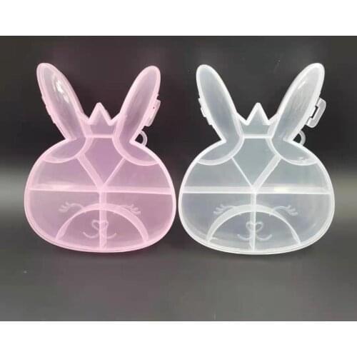 Cartoon Rabbit Clear/Pink Plastic Storage Box Jewelry Organizer Holder Cabinets For Small Objects