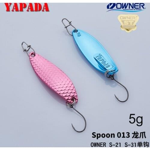 YAPADA Spoon 013 Loong Claw 5g/7.5g 45-51mm OWNER Single Hook Multicolor Zinc alloy Metal Small Spoon Fishing Lures Trout