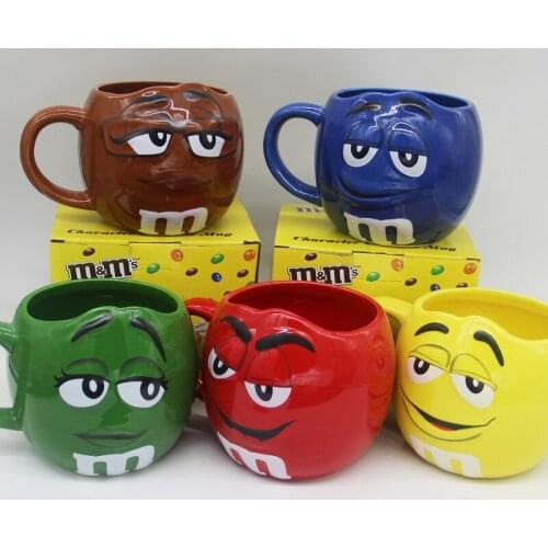 M Bean Cute Expression Chocolate Cup Large Capacity Cartoon Ceramic Mug Coffee Cup Water Cup