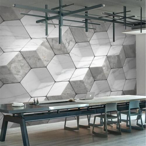 Modern 3D Three-dimensional Geometric Stone Pattern Industrial Style Mural Wallpaper Restaurant Clothing Store Decor Wall Paper