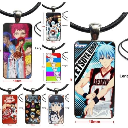 Steel Color Glass Cabochon With Rectangle Shaped Pendant Choker Necklace For Women Party Anime Kuroko No Basketball