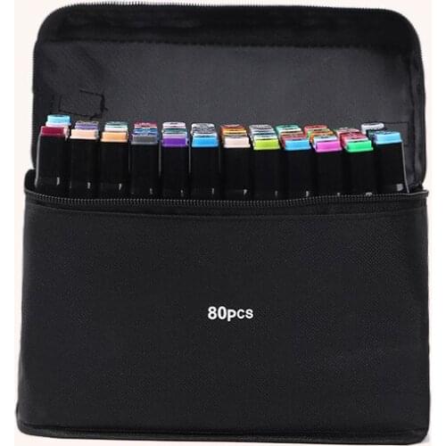 Student Double Head Marker Set 24 To 80 Colors Oily Watercolor Pen Kids Art Painting Stationery School Supplies