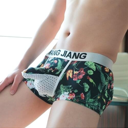 Wangjiang Underwear Men Boxer Shorts Ice Silk Scrotum Mesh Breathable Boxershorts Big Penis Bag Separate Underpant Elephant