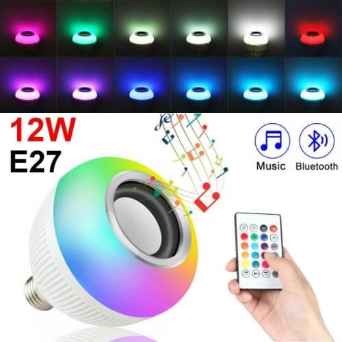 Smart E27 RGB 12W Bluetooth-compatible LED Bulb Light Music Playing Dimmable Wireless Led Lamp With 24 Keys Remote Control