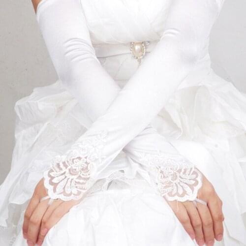 Fashion Women Dance Gloves Long Gloves Satin Opera Evening Party Prom Glove Lady Princess Party Glove Fingerless 2019