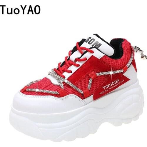 Women Chunky Sneakers 2021 Fashion Platform Sneakers Ladies Brand Wedges Casual Shoes For Woman Leather Sports Dad Shoes 7cm New
