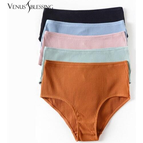 VENUSS BLESSING New Fashion Womens High waist Pure cotton panties Girl Briefs Thread underwear underwear sexy Ladies Briefs