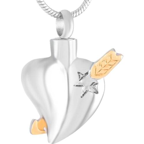 Cremation Necklace Women Ash Keepsake Funeral Locket Pendant Hold Human Ashes Cupid shot in the heart Urn For Love People