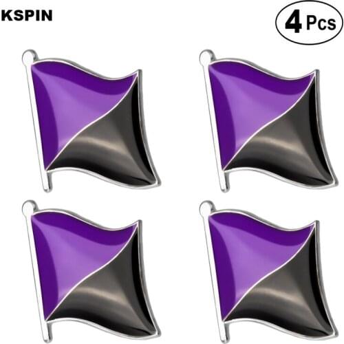 Purple and Black Brooches Lapel Pin Flag badge Brooch Pins Badges 4pcs