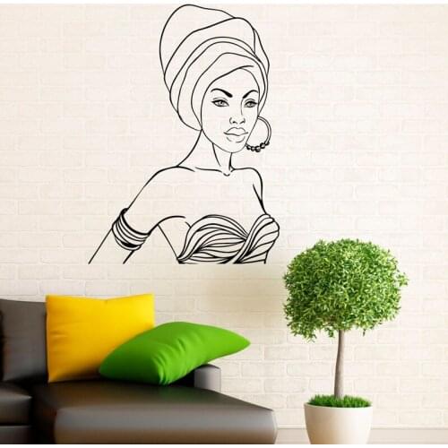 ZOOYOO Beautiful Africa Girl Woman Wall Stickers Home Decor Vinyl Art Murals Removable Living Room Bedroom Decoration