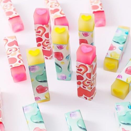 Creative 1 Pcs Cute Candy Color Love Soft Pencil Erasers For Kids Rubber Toy Kawaii Stationery School Office Supply