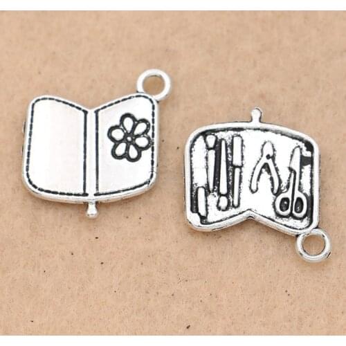 10pcs Antique Silver Plated Tools Box Charm Pendant fit Bracelet Necklace Jewelry DIY Making Accessories 18x16mm