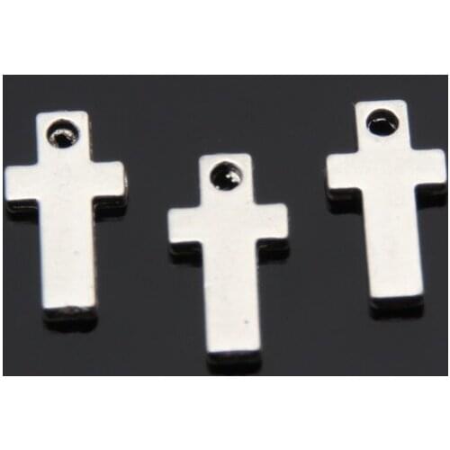 100pcs Silver Color Mini Cross Charms Double Sided Pendant Jewelry Making DIY Handmade Craft Accessories Wholesale A3454