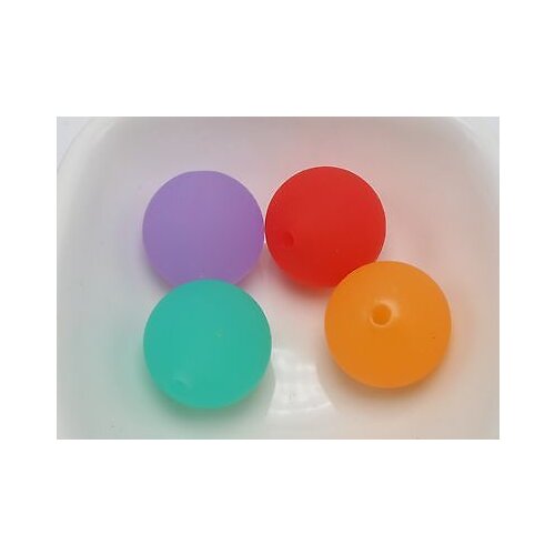 20 Mixed Color Frosted Acrylic Round Smooth Beads 20mm Rubber Tone