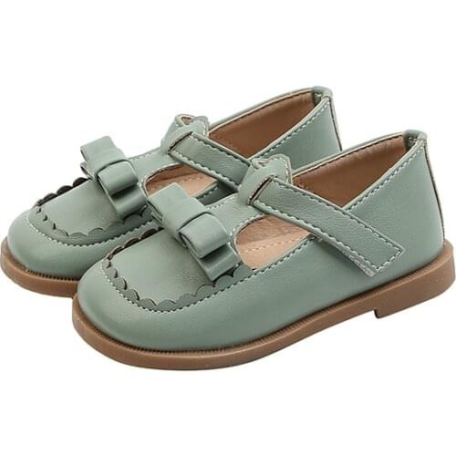 2021 New Baby Fashion Princess Elegant Bow Wedding Shoes For Girls Leather Kids Dress Black School Shoes Child 1 2 3 4 5 6 Years