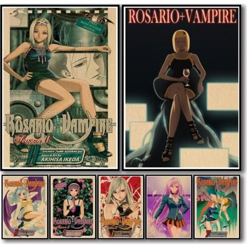 24 Designs Anime Rosario Vampire Kraftpaper Poster Artwork Homedecal Fancy Wall Sticker for Coffee House Bar