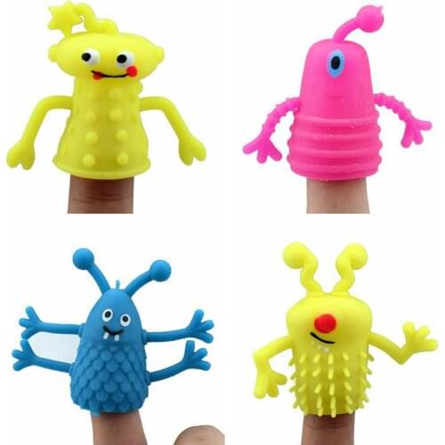 4pcs/lot Novel TPR plastic cute expression doll fingers finger set pen cover toys storytelling props Robot monster toy for kids