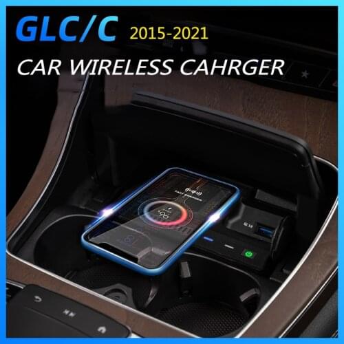 Car Wireless Charger For Mercedes Benz W205 AMG C43 C63 AMG GLC43 GLC63 X253 C Class GLC phone fast charging charger holder