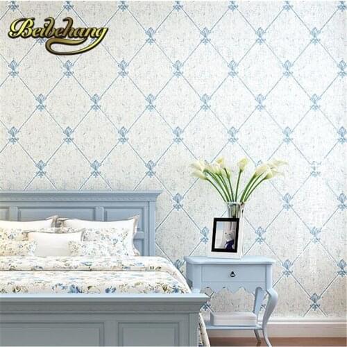 Beibehang High - grade European - style wallpaper bedroom modern simple 3D stereo TV background wallpaper flocking soft package