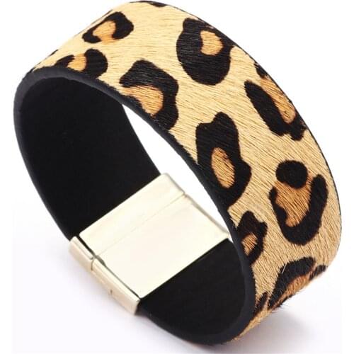 Trendy Leopard Animal Zebra Black Woven Wide Leather Women Bracelets Women Vintage Bangle Male Homme Jewelry Accessories