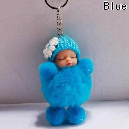Cute Fur Fluffy Pompon Keychain Fur Ball Key Chain Figure Keyring Bag Car Key Ring Charms Accessory 2019